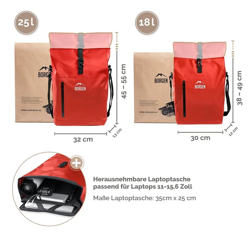 Gepäckträgertasche Fahrrad – Fahrradrucksack rot