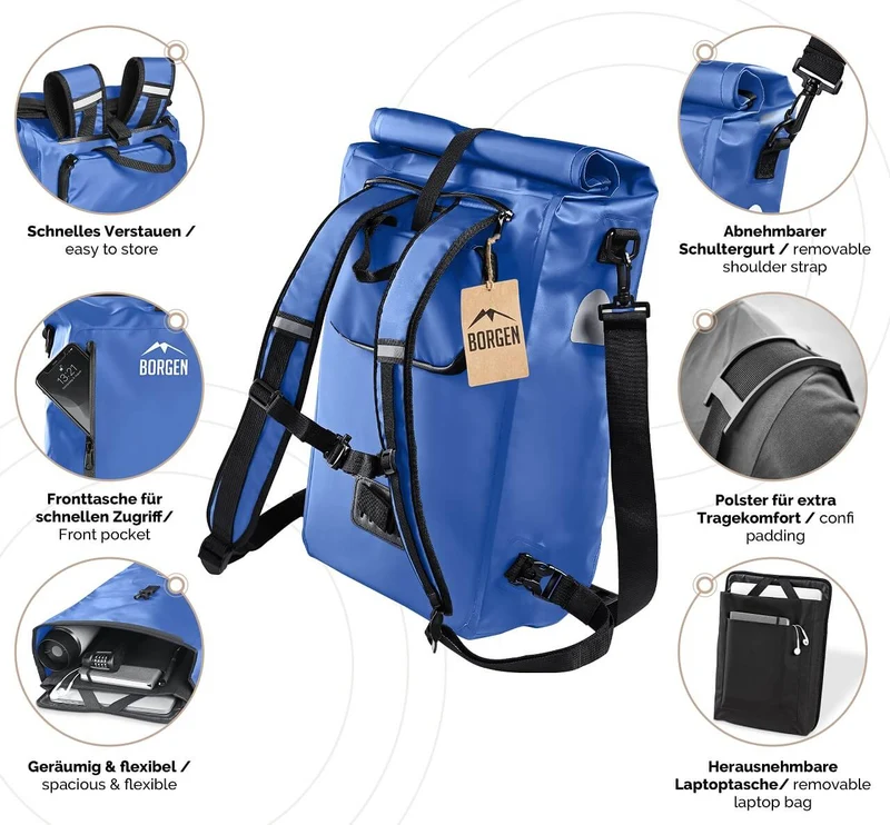 Fahrradtasche Gepäckträger – Fahrradrucksack blau