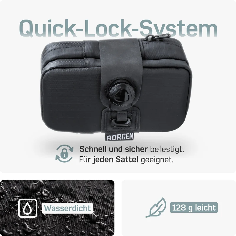 Borgen Satteltasche Fahrrad – Fahrradtasche mit stabiler Befestigung, reißfestes Material, wasserabweisend