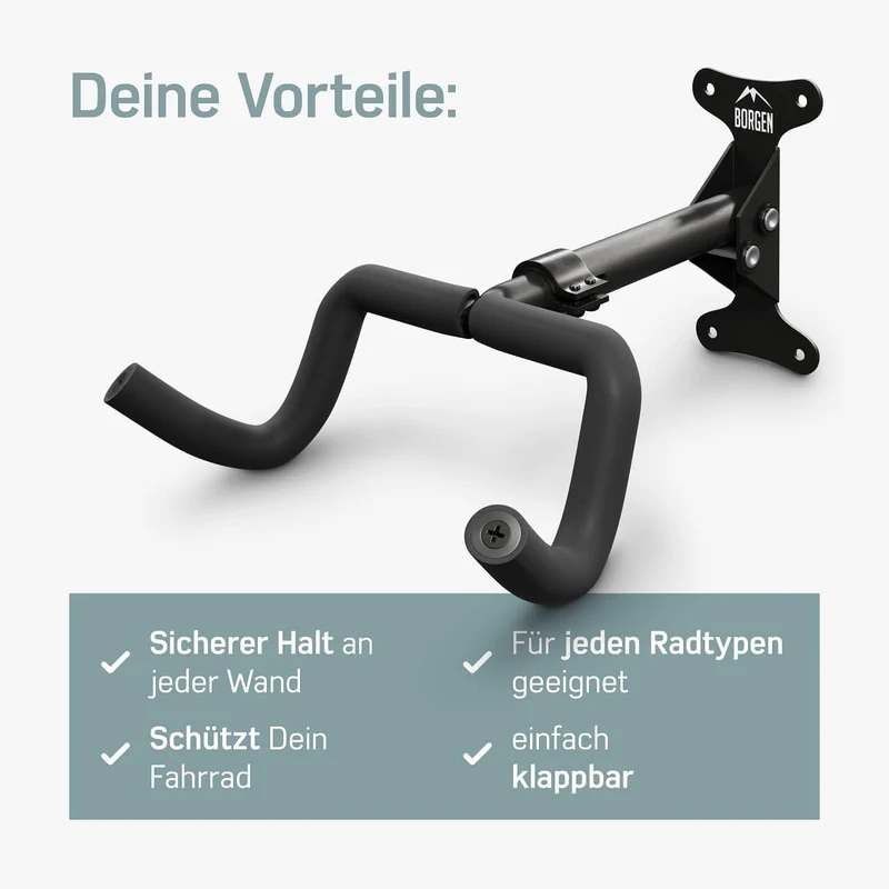 Fahrradhalterung Wand – Wandhalterung für Rahmen (Klappbar)