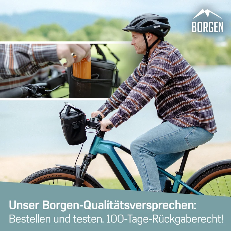 Borgen Lenkertasche mit Handyhalterung – Lenkertasche mit KLICKFix Halterung | Schwarz Muster
