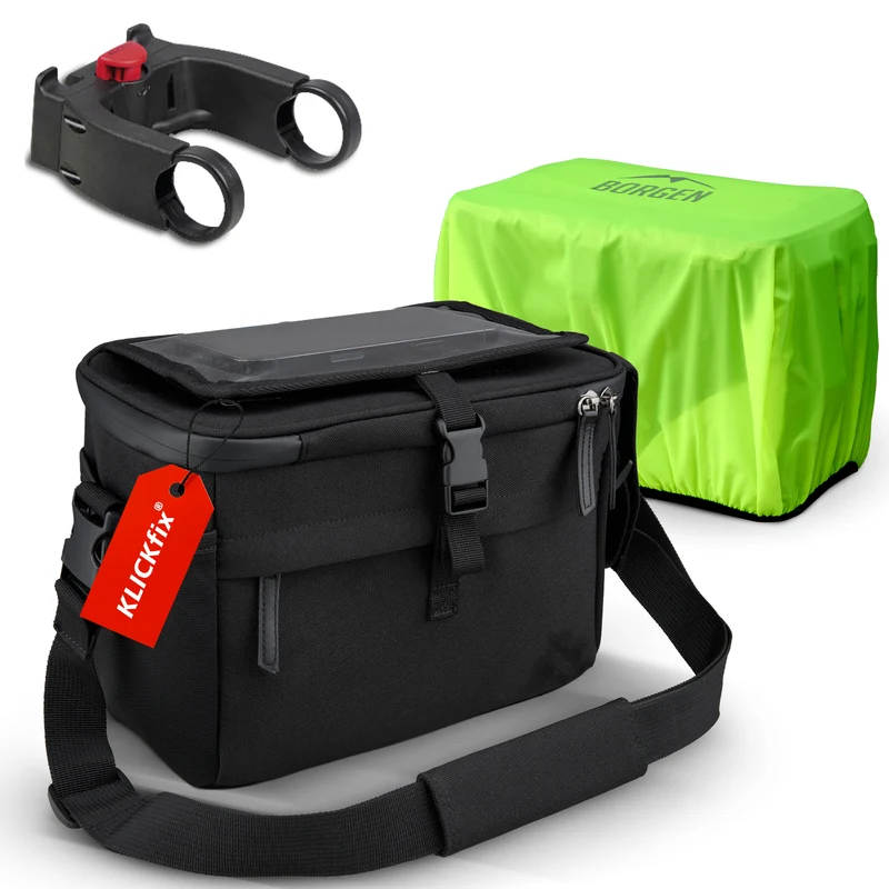Borgen Lenkertasche mit Handyhalterung – Lenkertasche mit KLICKFix Halterung | Schwarz