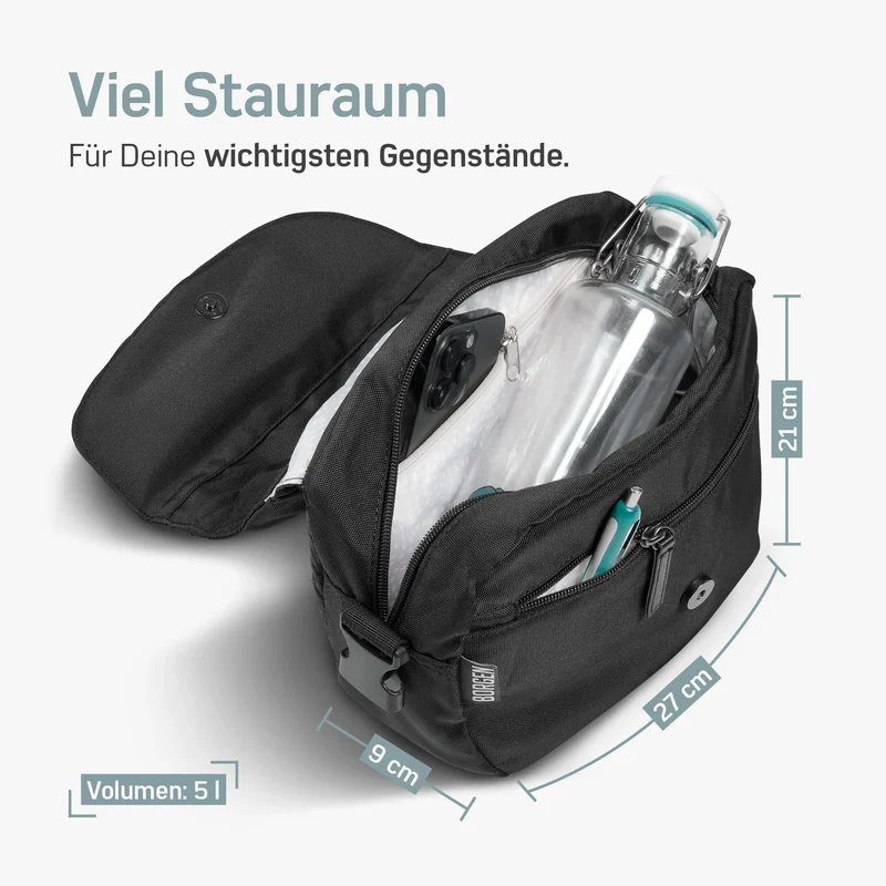 Borgen Lenkertasche mit KLICKFix Adapter – Lenkertasche für das Fahrrad | 5L