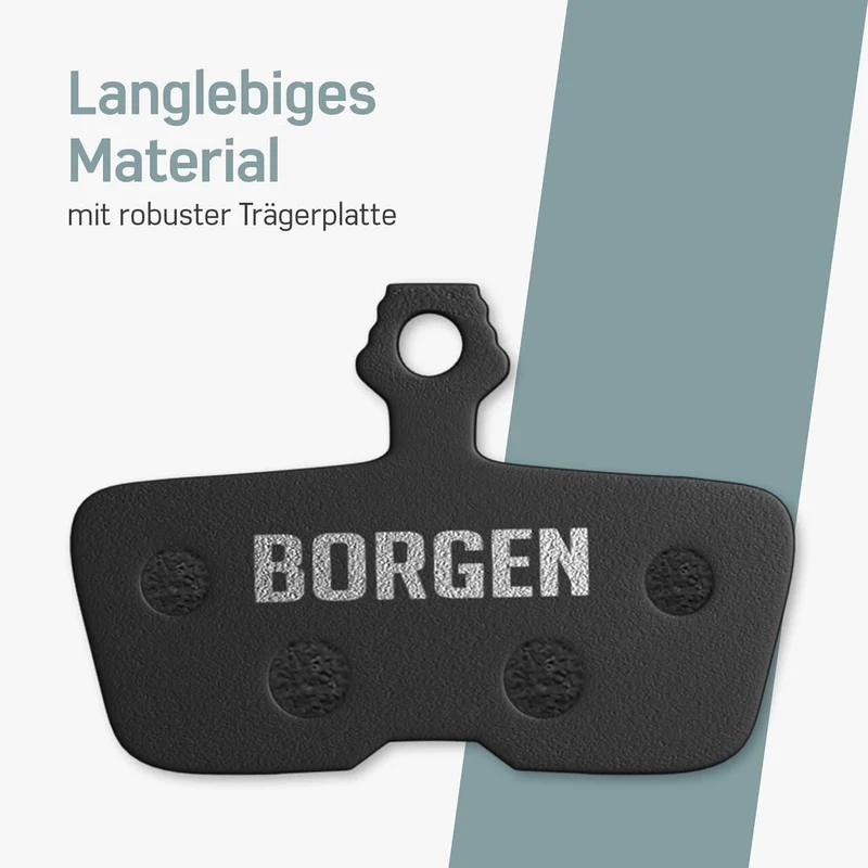 Bremsbeläge (Resin) für SRAM Code (2011-2014), Code R, Code RSC, R (2017), Guide RE – für Fahrrad Scheibenbremsen | BORGEN