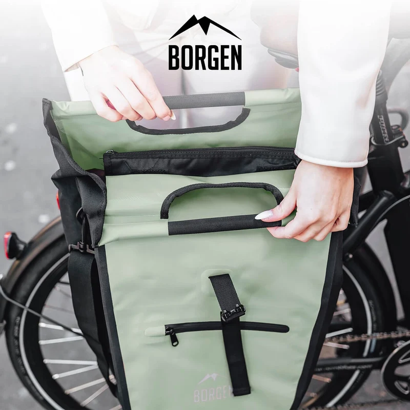 Fahrradtasche hinten – Fahrradtasche hinten abnehmbar | Mit Kühltasche | Grün