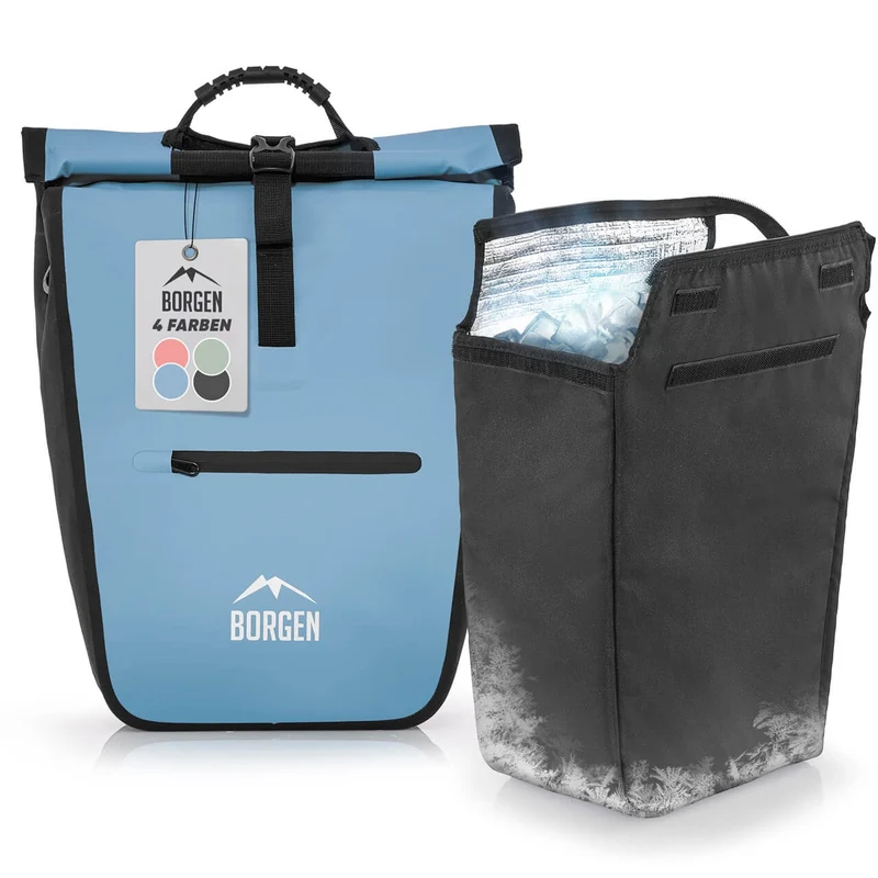 Fahrrad Gepäckträgertaschen – Fahrradtaschen Gepäckträger E-Bike | Mit Kühltasche | Blau