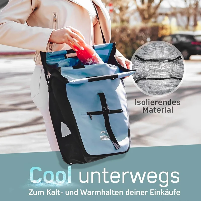 Fahrrad Gepäckträgertaschen – Fahrradtaschen Gepäckträger E-Bike | Mit Kühltasche | Blau