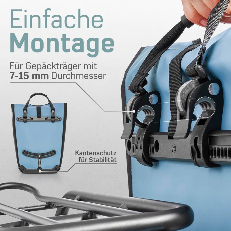 Fahrrad Gepäckträgertaschen – Fahrradtaschen Gepäckträger E-Bike | Mit Kühltasche | Blau