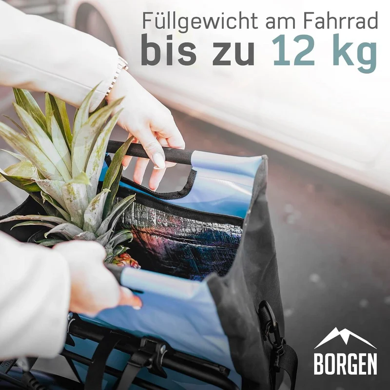 Fahrrad Gepäckträgertaschen – Fahrradtaschen Gepäckträger E-Bike | Mit Kühltasche | Blau