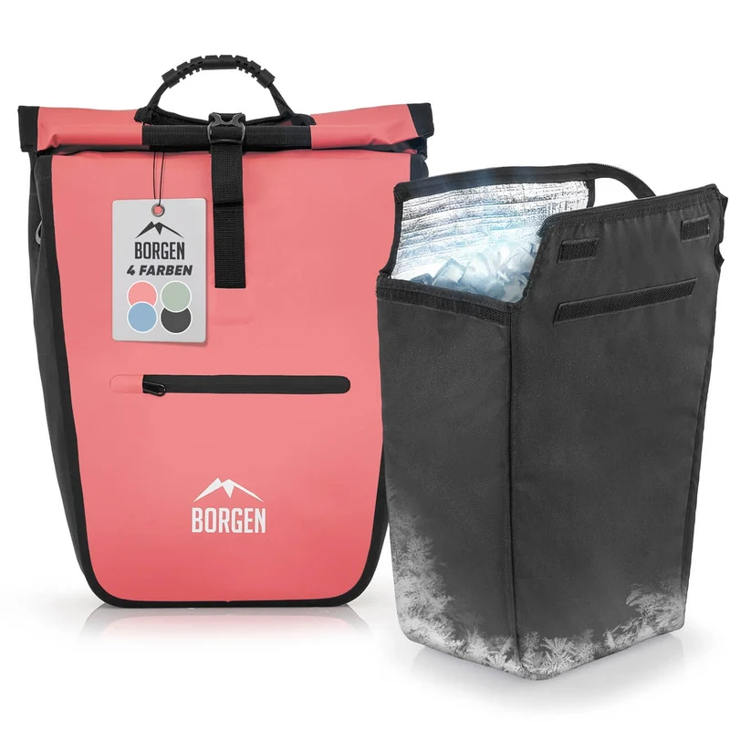 Fahrradtasche Umhängetasche – Fahrrad Einkaufstasche | Mit Kühltasche | Rot