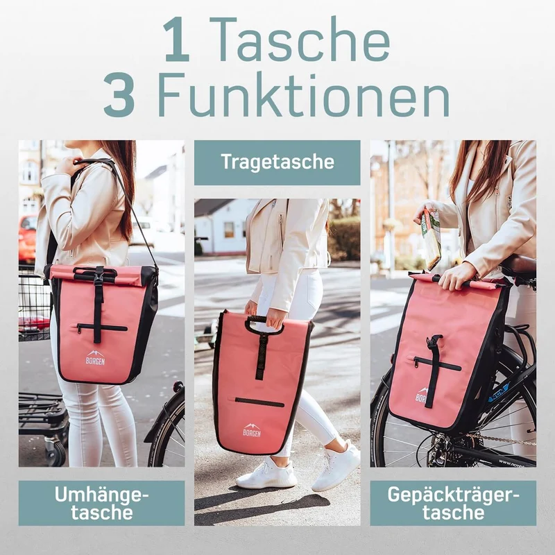 Fahrradtasche Umhängetasche – Fahrrad Einkaufstasche | Mit Kühltasche | Rot