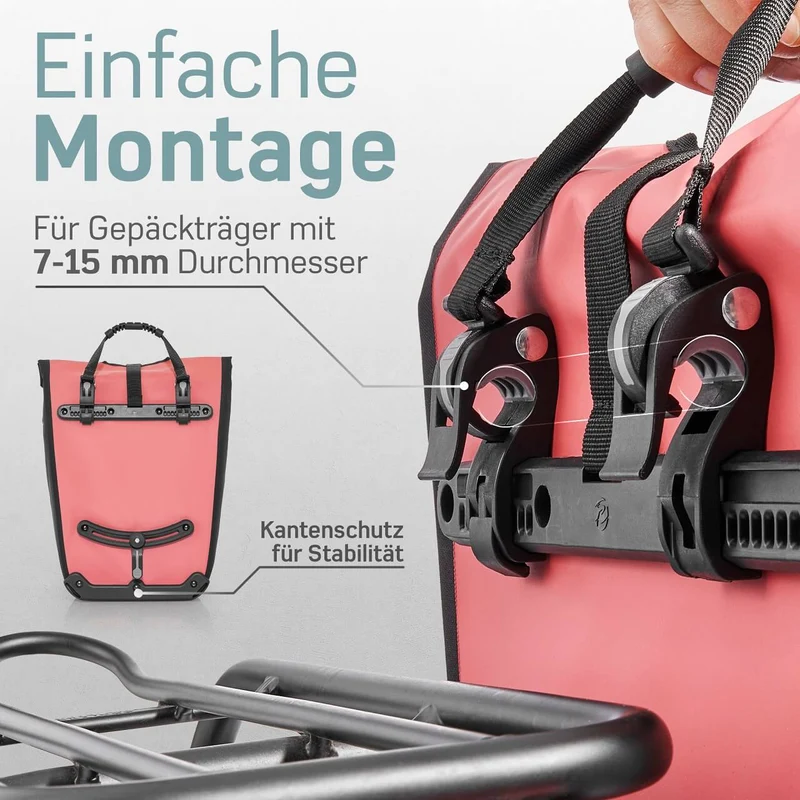 Fahrradtasche Umhängetasche – Fahrrad Einkaufstasche | Mit Kühltasche | Rot