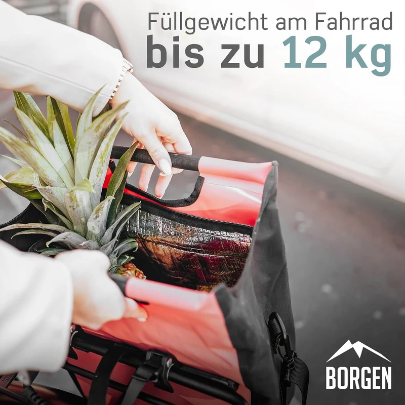 Fahrradtasche Umhängetasche – Fahrrad Einkaufstasche | Mit Kühltasche | Rot