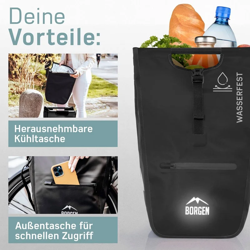 Fahrradtasche E-Bike – Fahrrad Umhängetasche | Mit Kühltasche | Schwarz