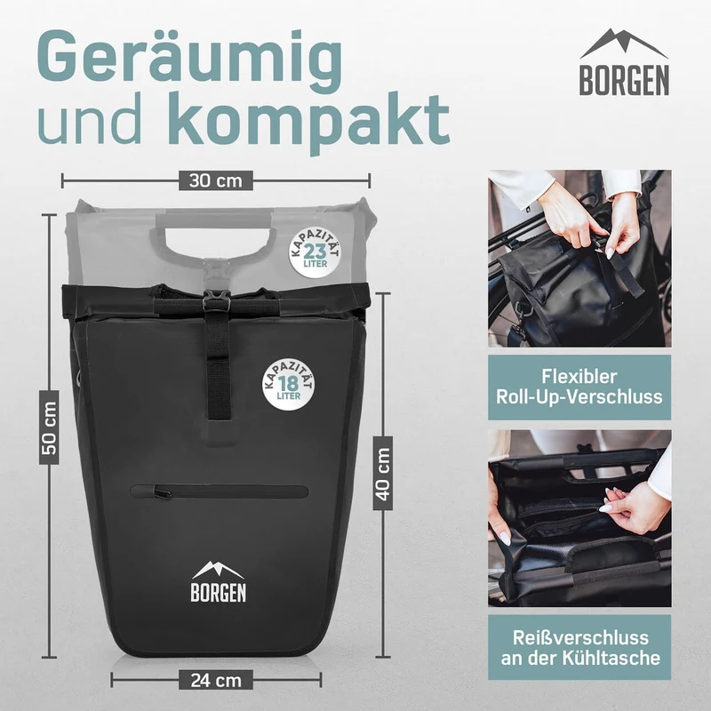 Fahrradtasche E-Bike – Fahrrad Umhängetasche | Mit Kühltasche | Schwarz