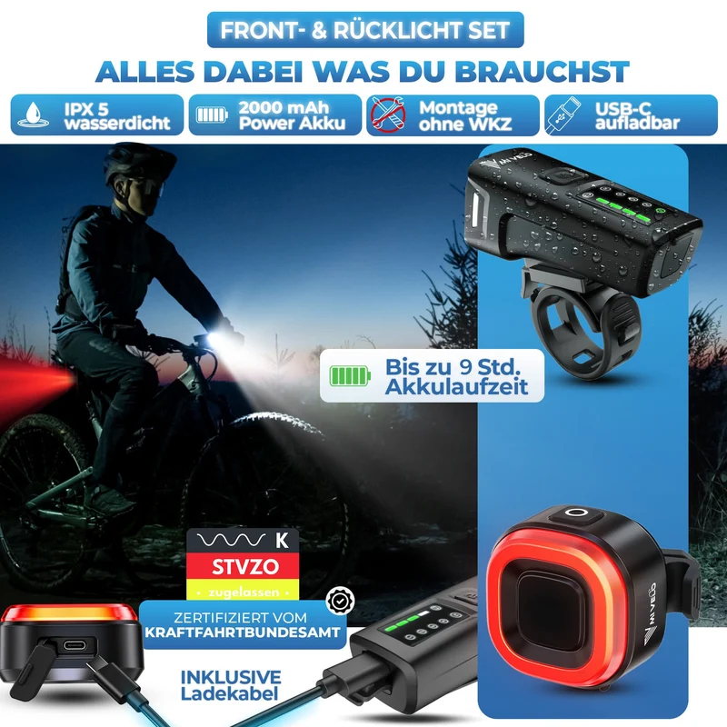 Fahrradlicht LED Set 100Lux SMART ONE V2