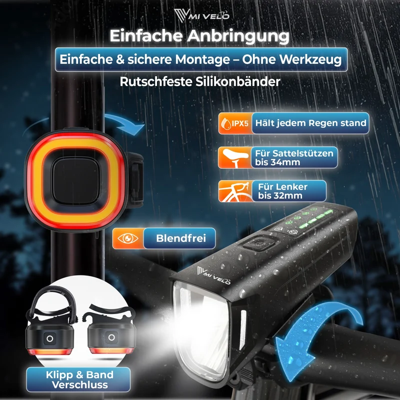 Fahrradlicht LED Set 100Lux SMART ONE V2