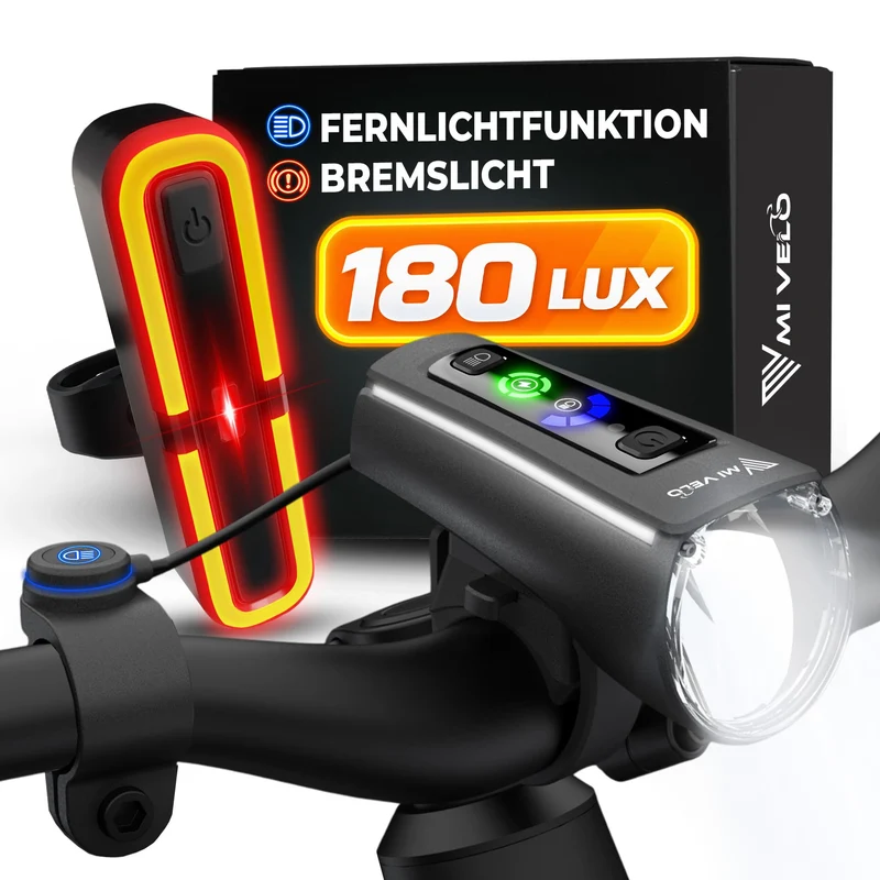 Fahrradlicht Set mit Fernlicht & Bremslicht "AXIS ULTRA"