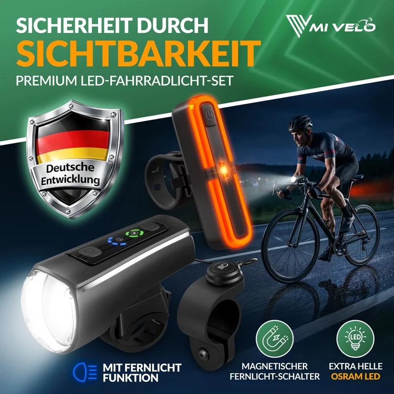 Fahrradlicht Set mit Fernlicht & Bremslicht "AXIS ULTRA"