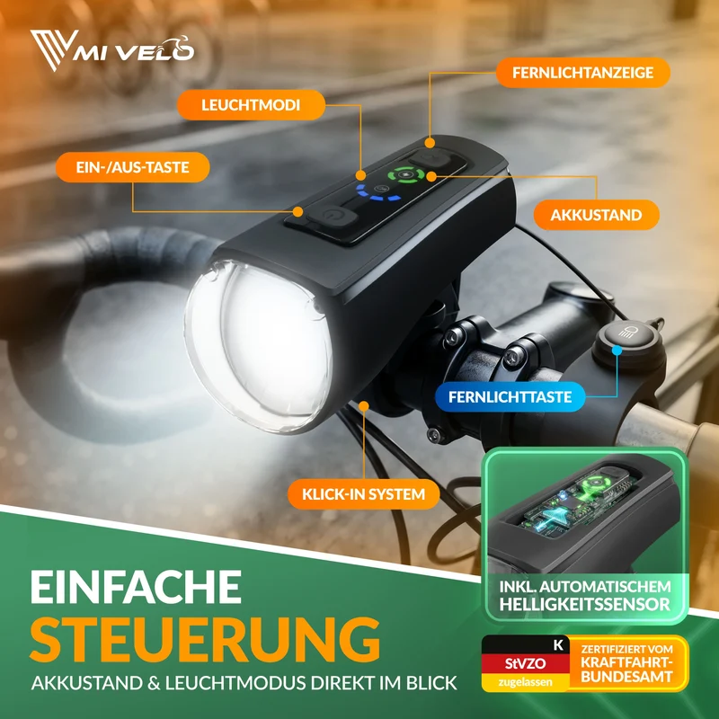 Fahrradlicht Set mit Fernlicht & Bremslicht "AXIS ULTRA"