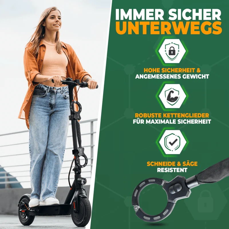 E-Scooter Schloss mit Vierkant-kette