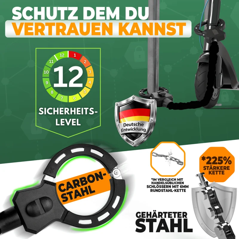 E-Scooter Schloss mit Gliederkette