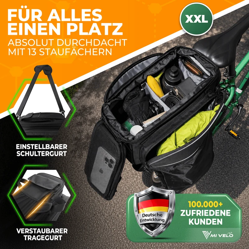 Gepäckträgertasche mit erweiterbarem Volumen "FINN"
