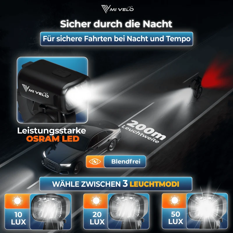 Fahrradlicht Set 50Lux mit Bremslicht "SPARK Ultimate"