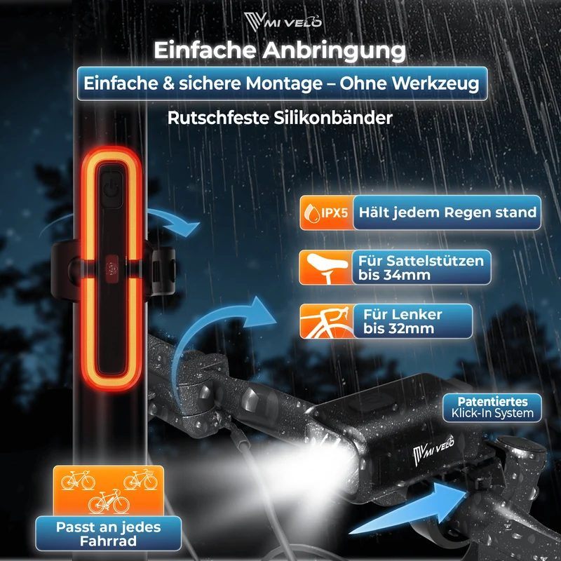 Fahrradlicht Set 50Lux mit Bremslicht "SPARK Ultimate"