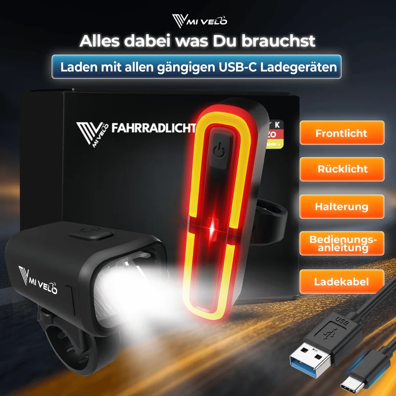 Fahrradlicht Set 50Lux mit Bremslicht "SPARK Ultimate"