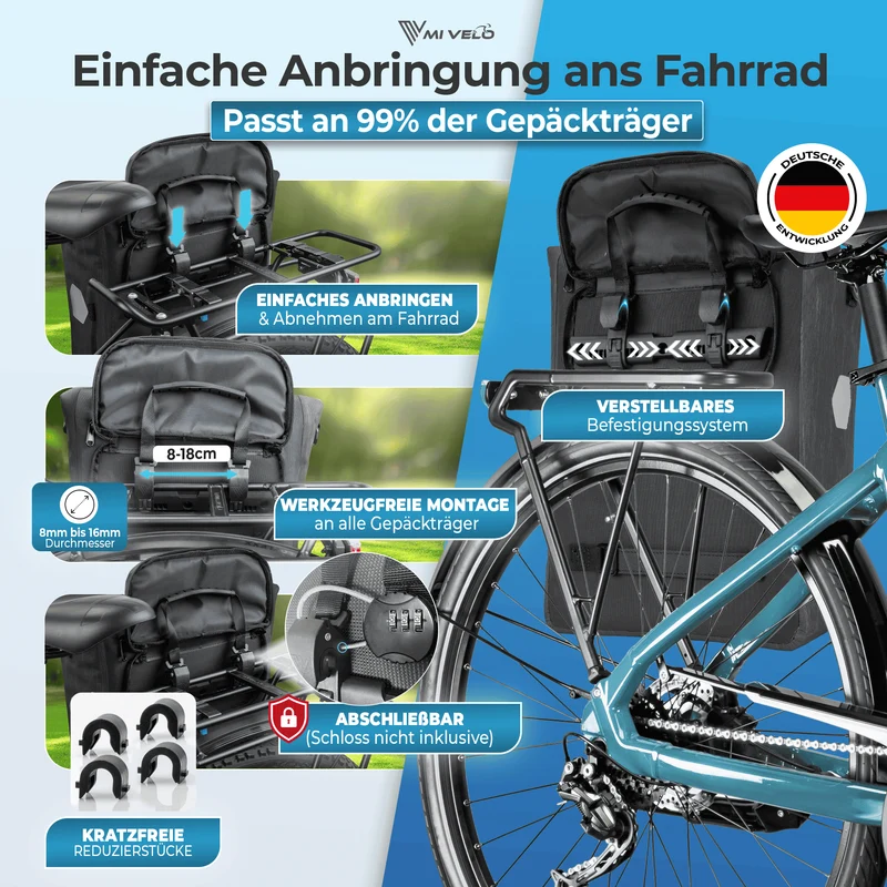 Fahrradtasche mit Rucksackfunktion "LINO"