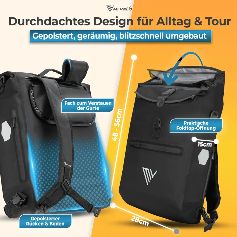Fahrradtasche mit Rucksackfunktion "LINO"