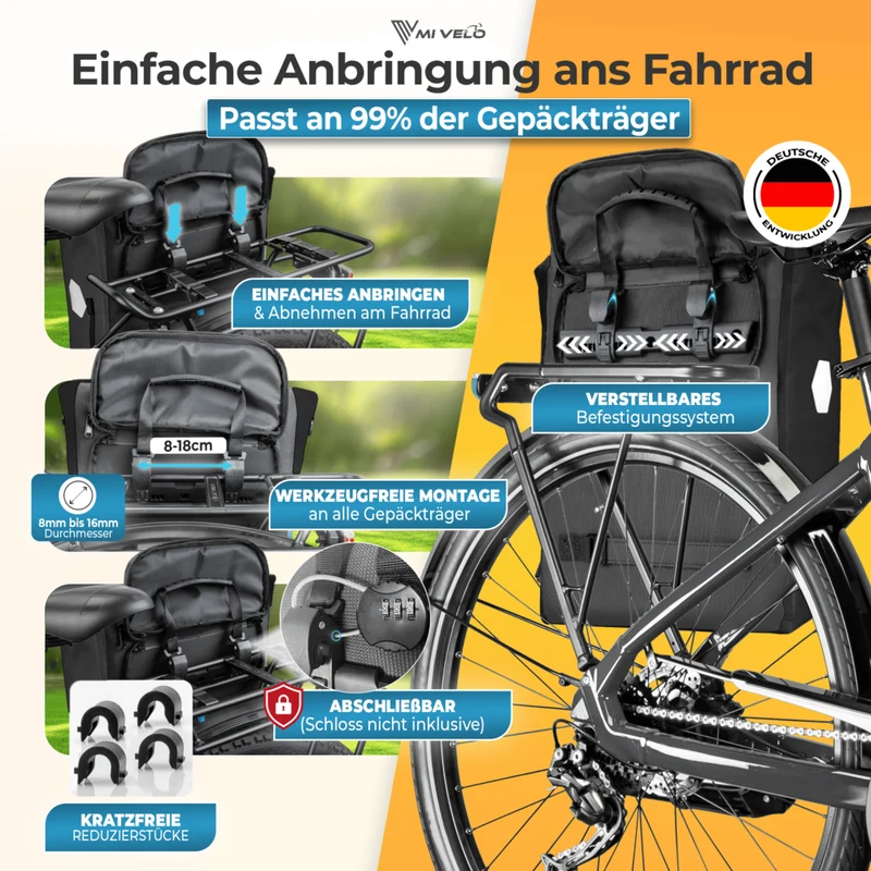Fahrradtasche mit Rucksackfunktion "LINO"