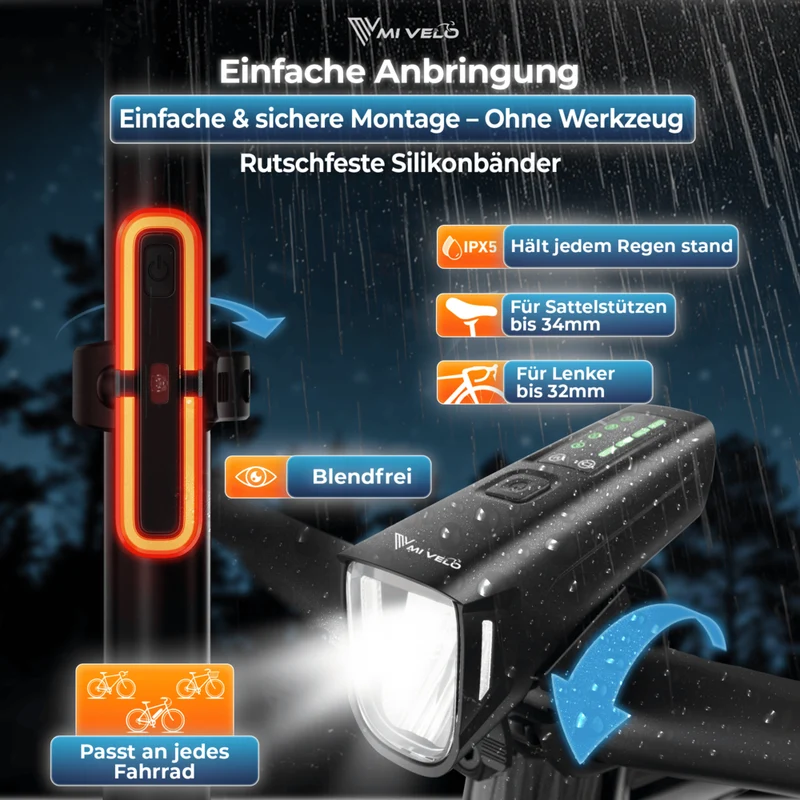 Fahrradlicht Set mit Bremsanzeige "SMART-Ultimate"