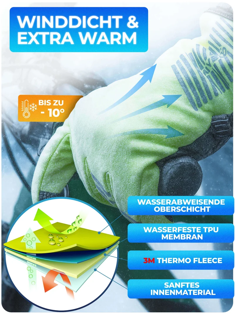 Winterhandschuhe mit Thermo-Fleece & 3M Isolierung „THERMO-PLUS“