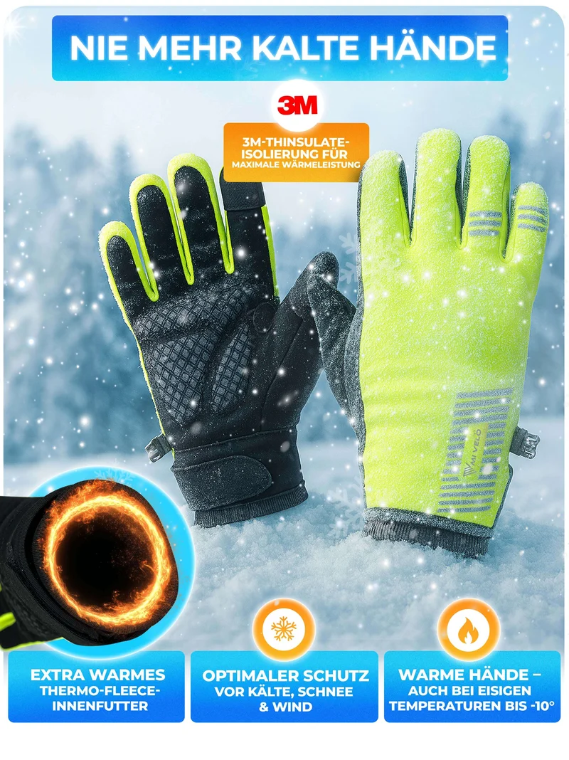 Winterhandschuhe mit Thermo-Fleece & 3M Isolierung „THERMO-PLUS“