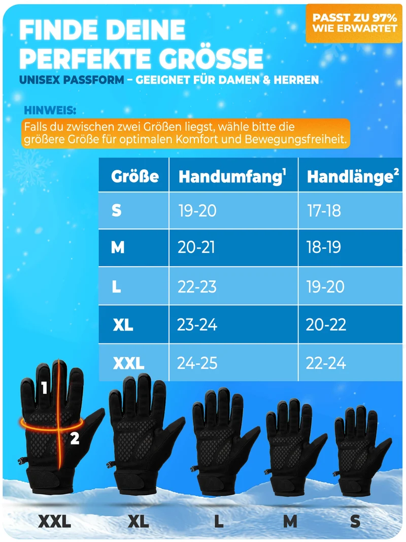 Winterhandschuhe mit Thermo-Fleece & 3M Isolierung „THERMO-PLUS“