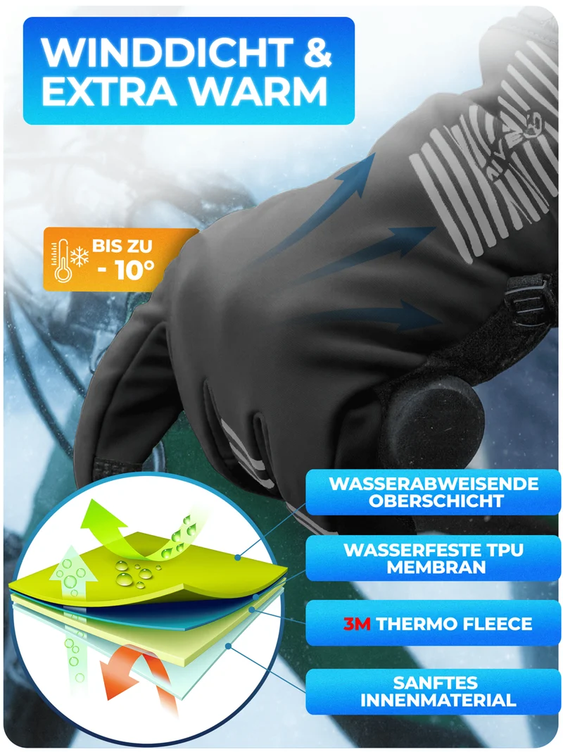 Winterhandschuhe mit Thermo-Fleece & 3M Isolierung „THERMO-PLUS“