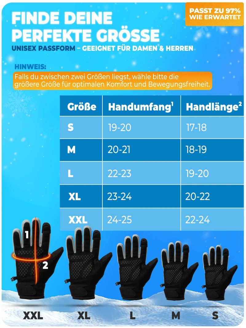 Winterhandschuhe mit Thermo-Fleece & 3M Isolierung „THERMO-PLUS“