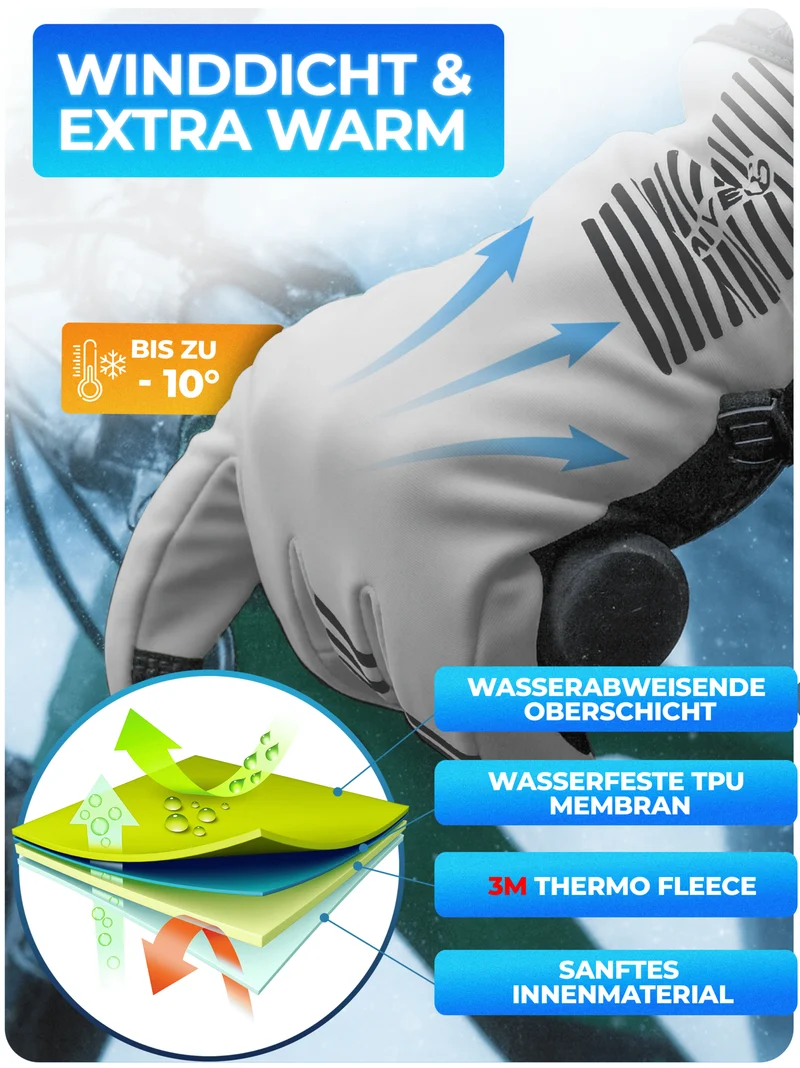 Winterhandschuhe mit Thermo-Fleece & 3M Isolierung „THERMO-PLUS“