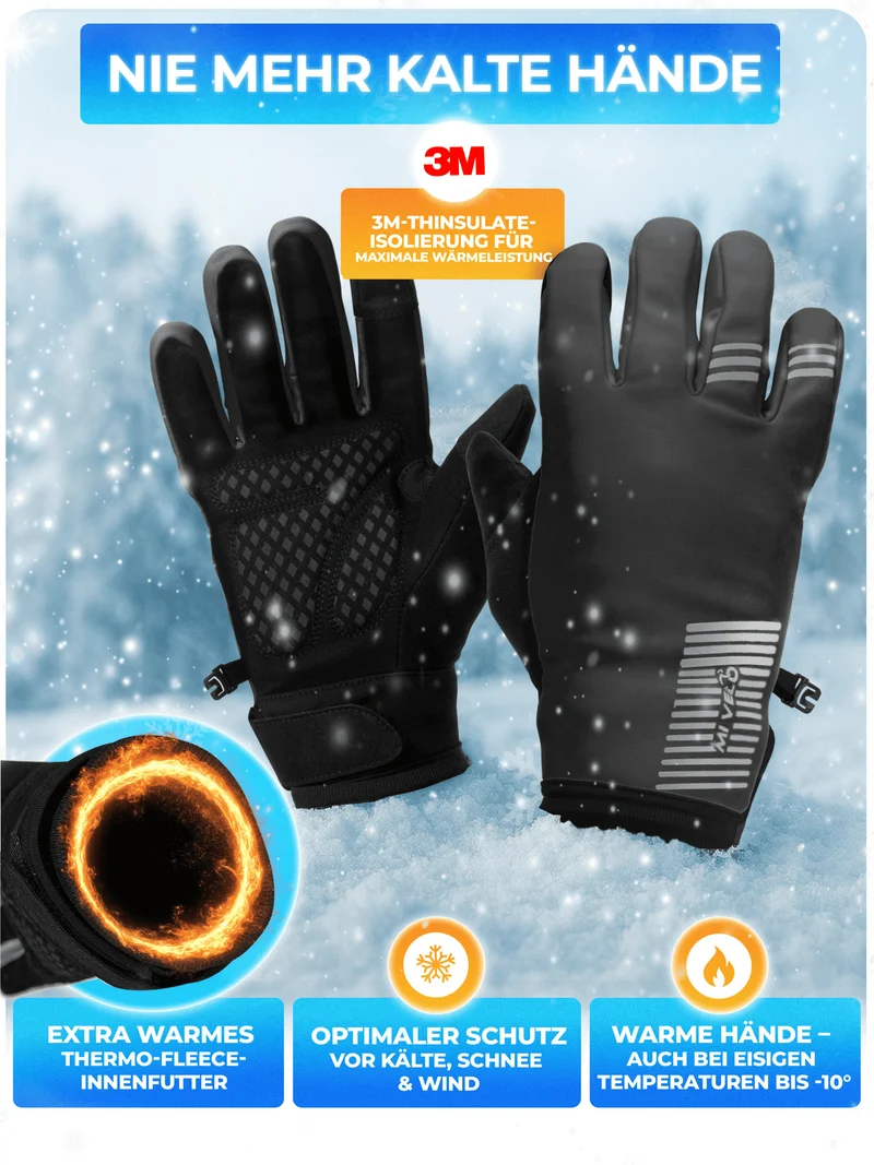Winterhandschuhe mit Thermo-Fleece & 3M Isolierung „THERMO-PLUS“