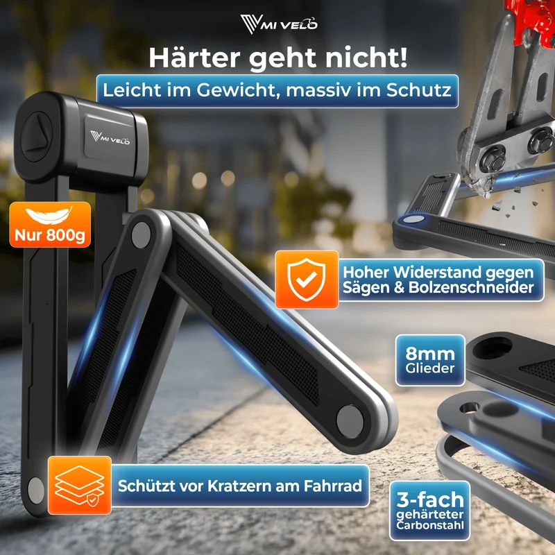 Faltschloss Fahrrad mit Schlüssel 85/110cm „FOLD-X“