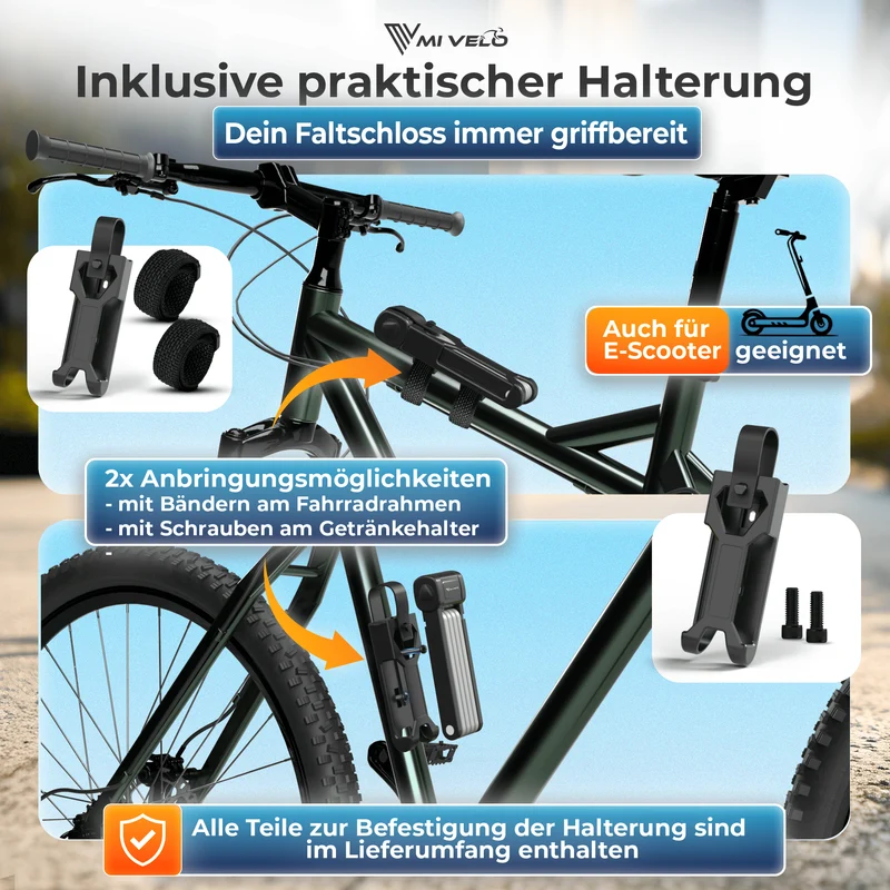 Faltschloss Fahrrad mit Schlüssel 85/110cm „FOLD-X“