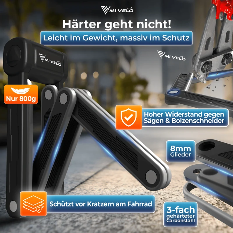 Faltschloss Fahrrad mit Schlüssel 85/110cm „FOLD-X“