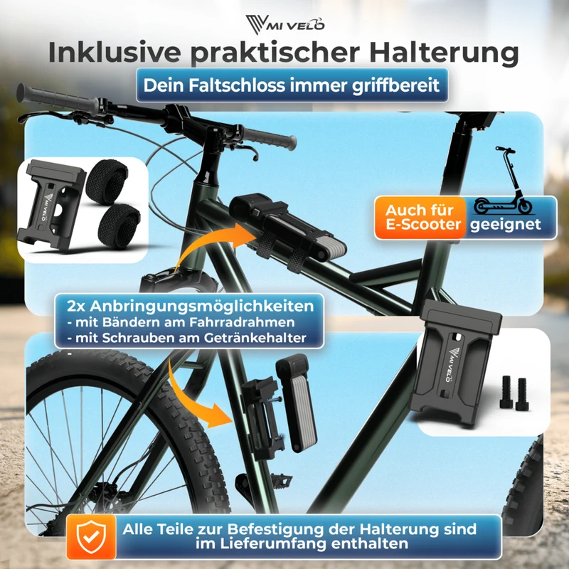 Faltschloss Fahrrad mit Schlüssel 85/110cm „FOLD-X“