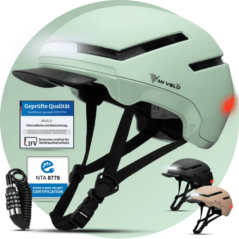 Fahrradhelm mit Front- und Rücklicht NOVA