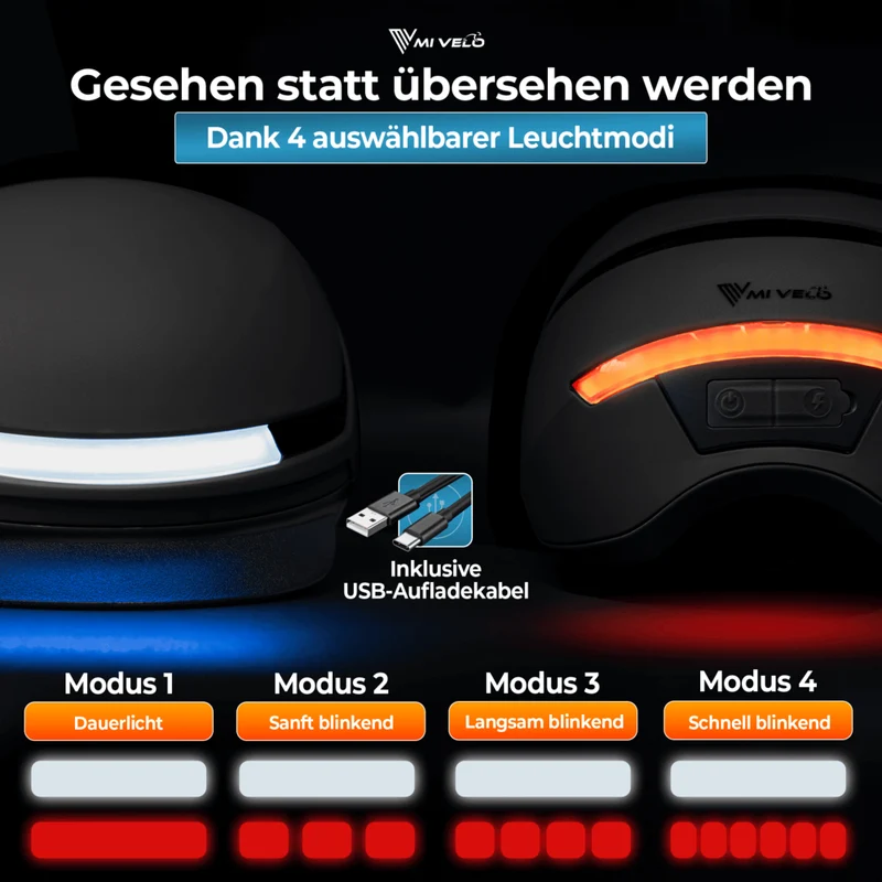 Fahrradhelm mit Front- und Rücklicht NOVA