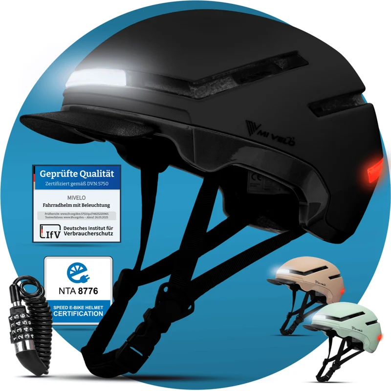 Fahrradhelm mit Front- und Rücklicht NOVA