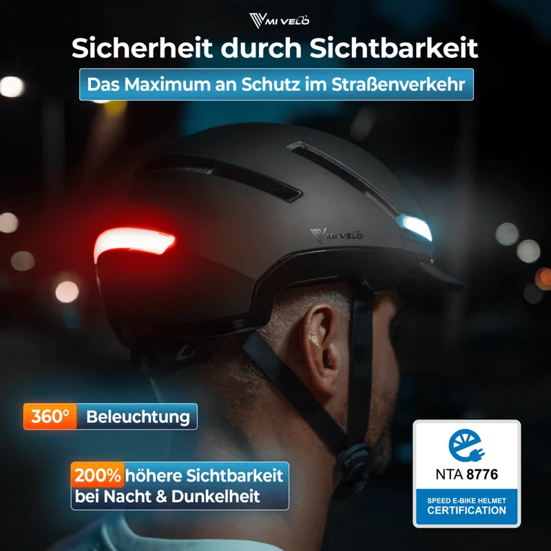 Fahrradhelm mit Front- und Rücklicht NOVA