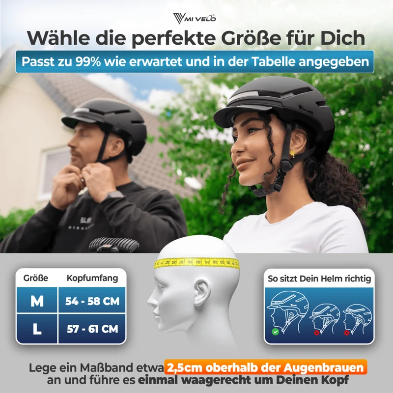 Fahrradhelm mit Front- und Rücklicht NOVA